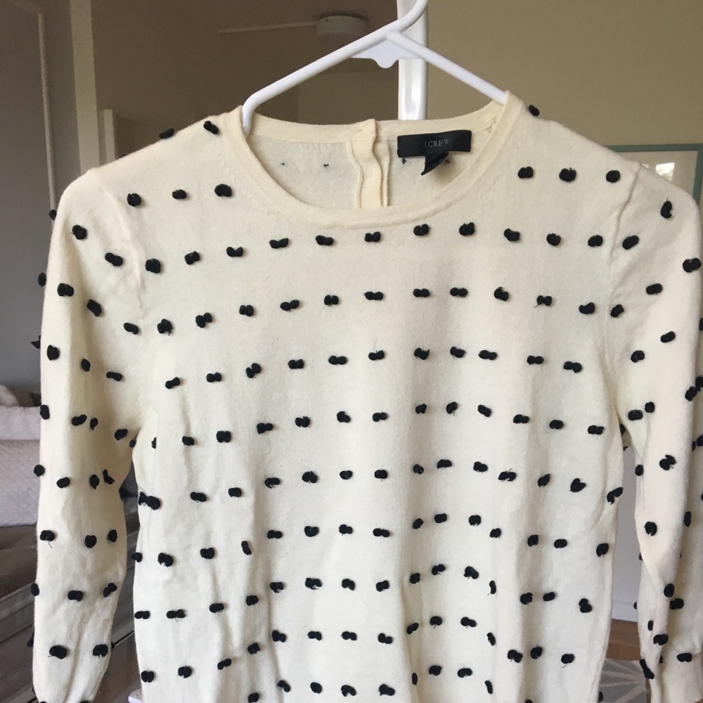 J. Crew clip dot sweater in black and ivory.